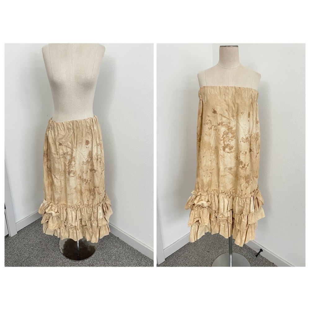 Shabby Chic Handmade Skirt Women S/M‎ Ruffle Hem Midi Elastic Waist Boho Cottage